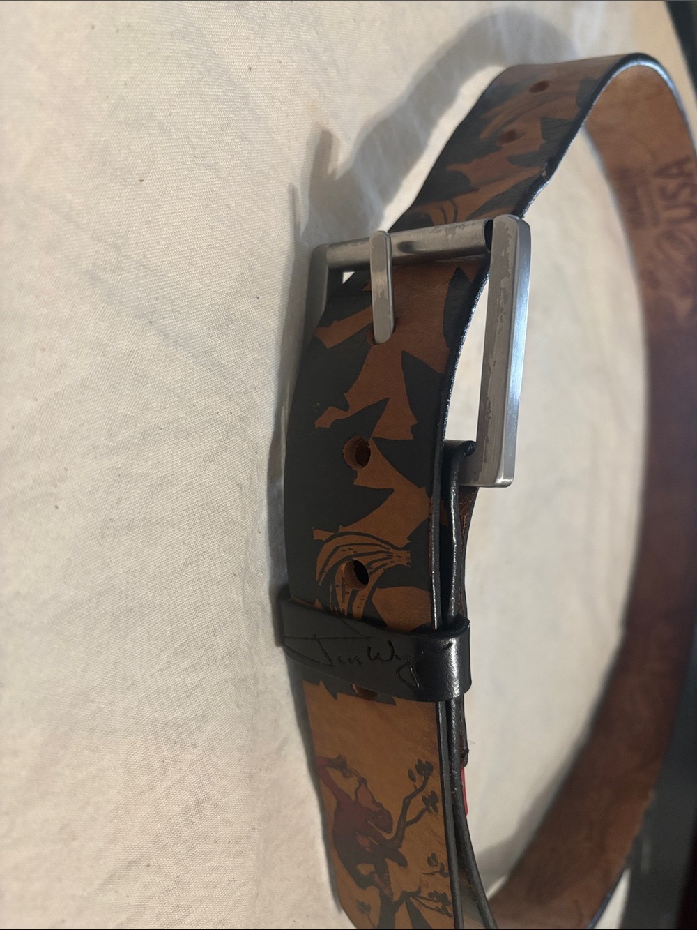 Jon Wye Made in America Leather Western Floral Print Belt - #Unisex
